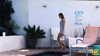 Daddy4k. pool becomes a supreme place for minxs hot porn with bf's daddy