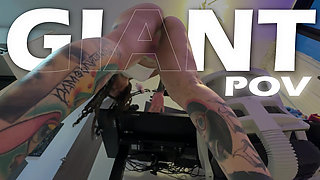 Giant Meets Tiny Human, and She Gets Scared When She Sees Him, She Almost Crushes Him!