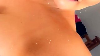 Glamour babe with big boobs masturbates in lingerie