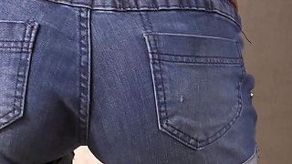 Amateur MILF In Tight Jean Shorts Teasing Her Whale Tail G Strings