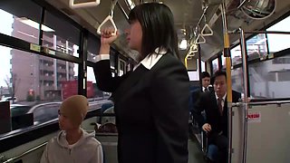 Busty Asian Woman Desire A fucked by coworker on public bus