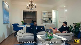 Daddy4k. hardcore fuckslut dressed as wednesday is fingering to get daddy's Big Black Cock