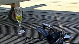 Blonde Babe From France Plays with Her Pussy in Outdoor Session