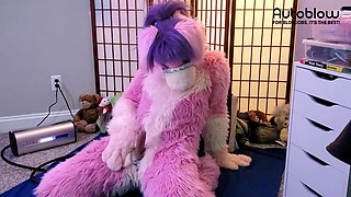 Pink furry Vicky Tart CANNOT GET ENOUGH of VacuGlide.