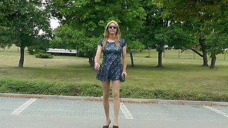 Crossdresser Sissy In Short Dress in public