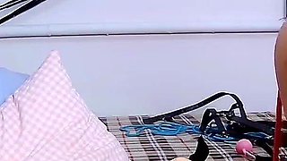 Web Cam Chat Bondage Orgasms Part 2 - Hang Weights on Pierced Pumped Pussy and Hiding Pingpong Balls Into Pussy