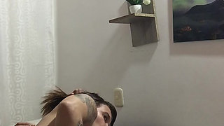 I fuck my girlfriend with a harness until she comes.