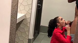 Genevieve Sinn Deep Throats Sevyan Harden's Huge BBC in Public Restroom - POV Blowjob & Cumshot