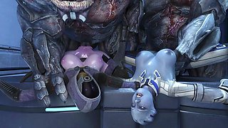 the tight holes of the space nun girls were destroyed by the huge cocks of the ogres 3D