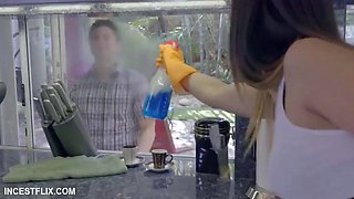 Jaye Summers - Perverted Brother Taps That Booty, After His Stepsister Does Kitchen Duty