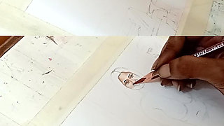 Erotic Art Or Drawing Of A Sexy Desi Indian Village Woman Fucking with Brother In law in An Open Bath