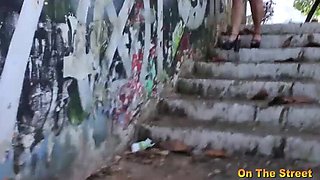 Japanese Fit Fucks Hot Little Fat Latina MILF Gabriela Ramos in Public Square - Full Blowjob Outdoor Sex