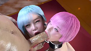 Two horny girls will do anything for the King's cum - 3D porn extravaganza
