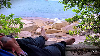 Handjob Surprise Ejaculation on the Beach