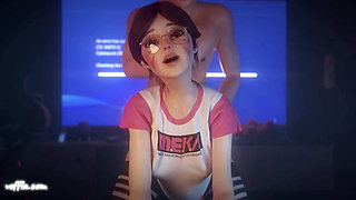 D.Va fucks in cowgirl position in Christmas gift 3D porn Animation