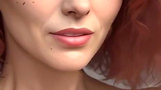 Sexy Redhead Digital Art 3D Animation