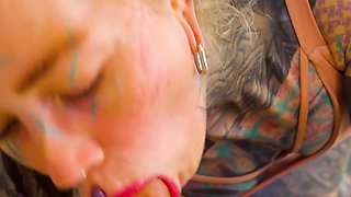 Tattooed Pornstar Gets Filled with Huge Italian Cock and Gets Covered Head to Toe in Cum - ATM, Gapes, Big Cumshot, Deepthroat