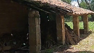 Quick outdoor blowjob at an abandoned house