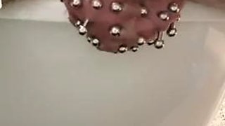Added more 6 gauge piercings to my scrotum,  slid my finger down my urethral using my precum
