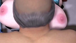 3D Huge Boobs Cosplay Slut Cheating with Big Old Dick