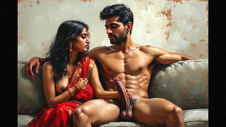 Indian threesome sex big cock with two hot bhabhi