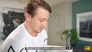 Mature4k. she was mature and lonely, he came to noiseless her down by putting his massive cock in her facehole