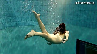 Pale skin fairytale teen cutie all naked under water