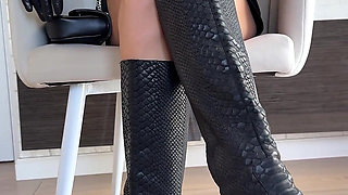 Leather Goddess, Slave Training, Humiliation, Feet in Nylon Socks Worship 4K