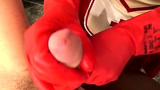 GloveMansion - Cum inside the nurse's Marigold gloves -