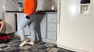 A lucky plumber gets paid with Arab juicy pussy and very nice pair of jugs