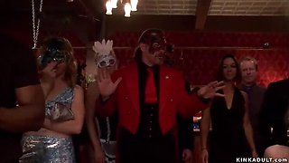 Four Slave Girls Submit to Hardcore BDSM Orgy at Halloween Party