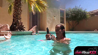 Sofie Marie And Kyla Keys Rides Dildo After Pool Photoshoot
