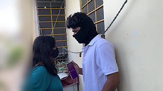 Outdoor Sex Stepbrother and Stepsister Outside Door Romance and Sex Mallu Couples Hot Romance with Sex in the Terrace