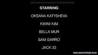 Busty MILF and Petite Asian Teen with Sugar Blonde Threesome - Rough Throat Fucking and Wet Pussy Action