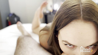 Green-eyed blonde - Lily Bell sucks my cock like a filthy little slut - Benefit