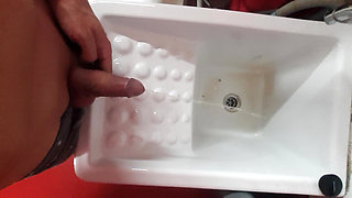 Piss terrace cock outside