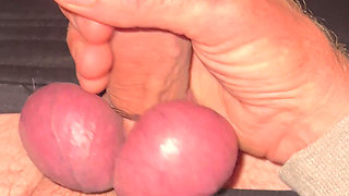 Cum dripping on my balls.