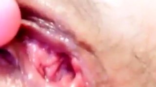 Big-Ass Girlfriend's Creamy Orgasm with Vibrator Caught on C