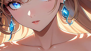 Soft Starlight a Beautiful Young Woman with Glowing Eyes in Animated Style