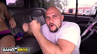 Mila Hendrix gets a helping hand from the Bang Bus Crew - Busty Latina with Big Boobs and Big Butt