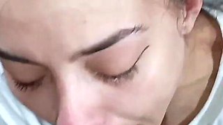 Sexy Girl Deepthroating a Big Cock and Ending with Cum on Her Feet