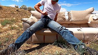 Amateur watersports on an old sofa in public with Lapetus