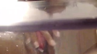 Busty curly brunette with big boobs fucks on couch