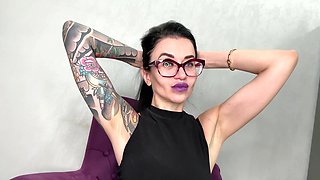 Purple Color Long Nails, Sharp Stilettos, Palms, Long Fingers and Hands Worship, Black Pvc on Me
