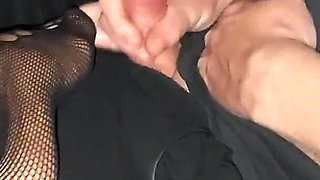 Horny Wife in Nylons Gives Handjob and Footjob to Stranger in the Car