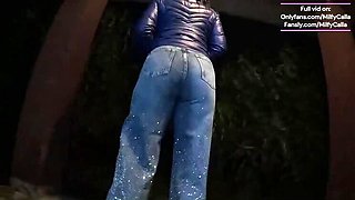 Rainy Night Fetish Blowjob - Blue Jacket, Glitter Jeans & Messy Deepthroat with MilfyCalla