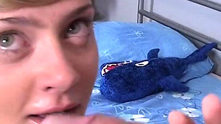 Extreme deepthroat with blonde teen