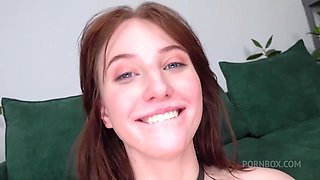 Emma Korti gets fountain pee in the throat & her first double