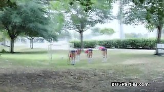 Foursome sex party with soccer chicks