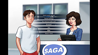Summertime Saga - Sexy Japanese worker loves getting fucked by a huge cock while watching streams